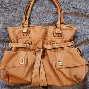 B. Makosky Tan Shoulder bag. Double handle. Spacious. Authentic.